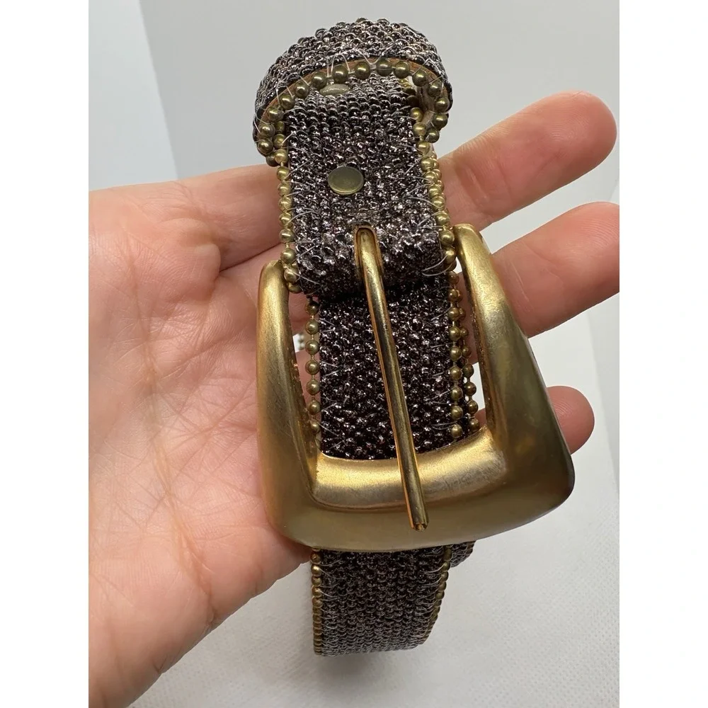 Vintage Motion East Textured Belt Gold Buckle Bead-Like Finish Made in USA 38